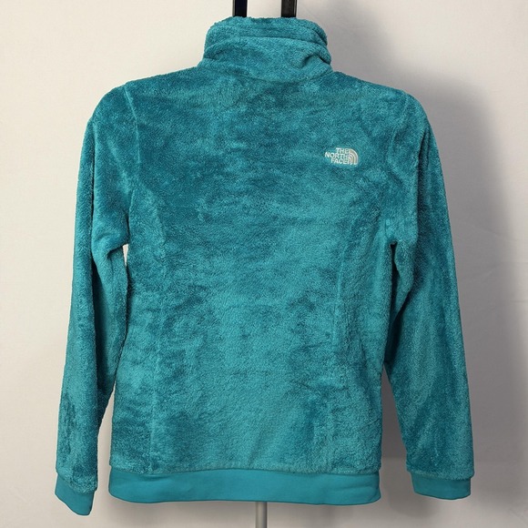 The North Face Osito Jacket Womens Small Teal Blue Fuzzy Fleece Full Zip - Picture 3 of 8